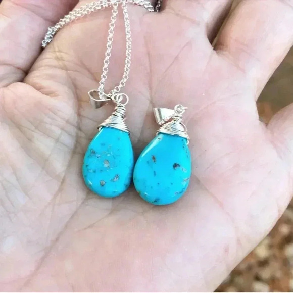 Nature’s Splendour®️LLC Jewelry Jewelry - Turquoise Pendant, Blue Pendant , Real Turquoise Gemstones, Matrix Turquoise